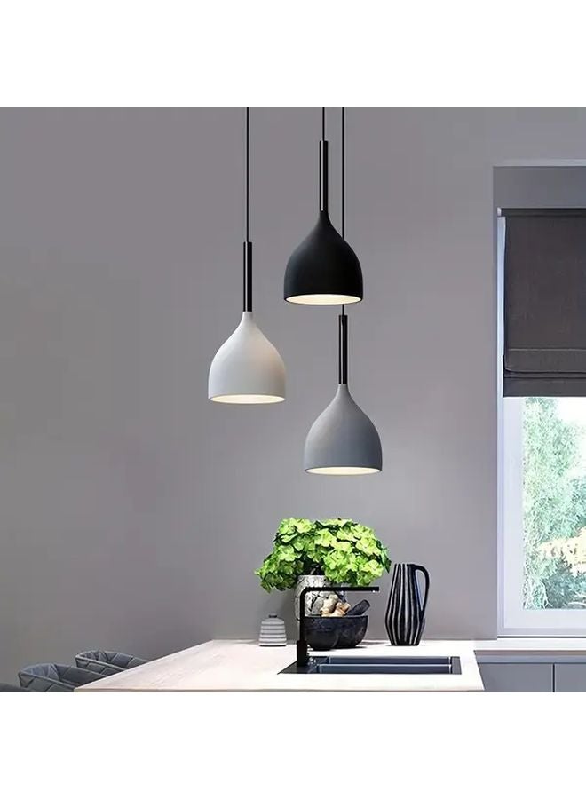 Black Modern Industrial Pendant Light Adjustable Rope Semi Flush Mount Kitchen Island Dining Room - Image 2